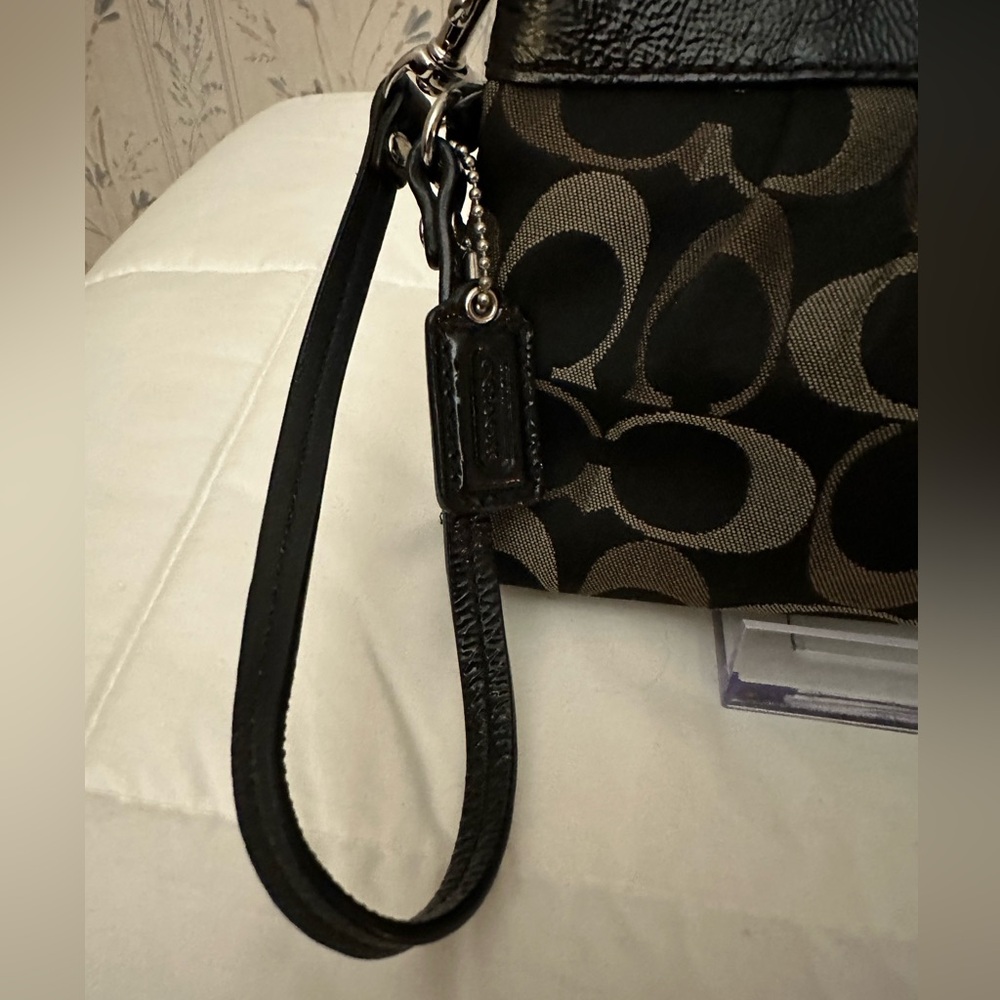 Coach Monogram Black and Pewter Wristlet - Picture 5 of 15